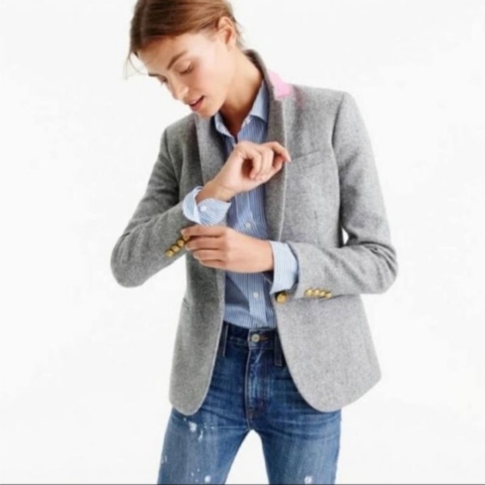 J. Crew Gray Blazer with Gold Buttons